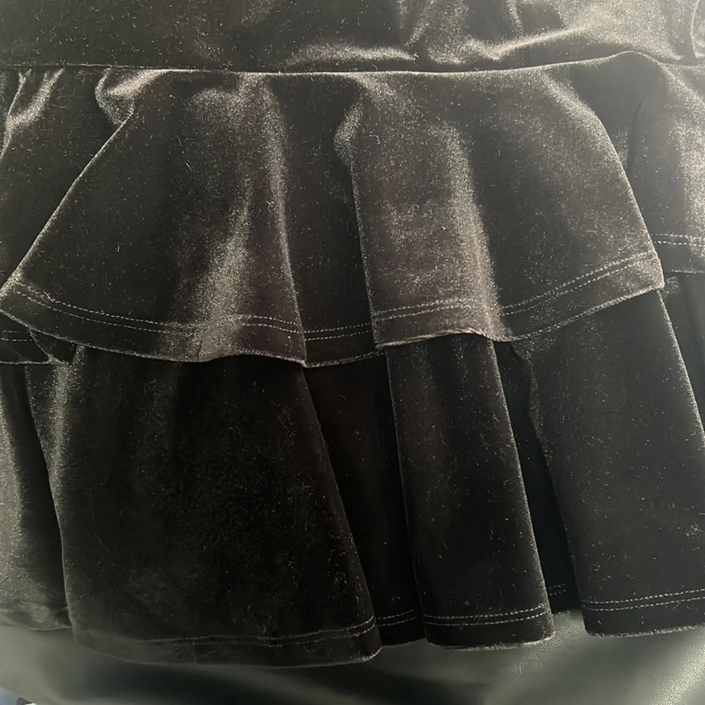 Gianni Bini Layla Skirt Midi Black Velvet Ruffle Hem Tiered Size Large - Picture 8 of 9